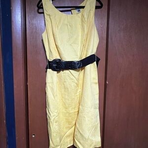 Worthington Yellow Sheath Midi Dress Scoop Neck